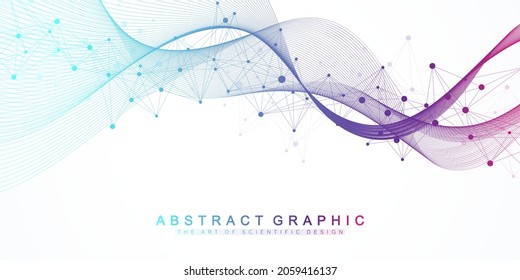 Scientific vector illustration genetic engineering and gene manipulation concept. DNA helix, DNA strand, molecule or atom, neurons. Abstract structure for Science or medical background, pharmaceutical