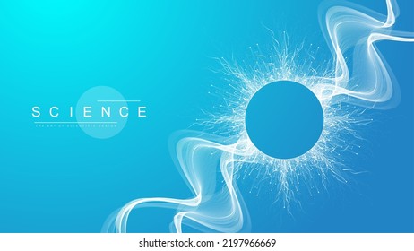 Scientific vector illustration genetic engineering, DNA helix, DNA strand, molecule or atom, neurons. Genomic sequences visualization. Abstract structure for Science or medical background