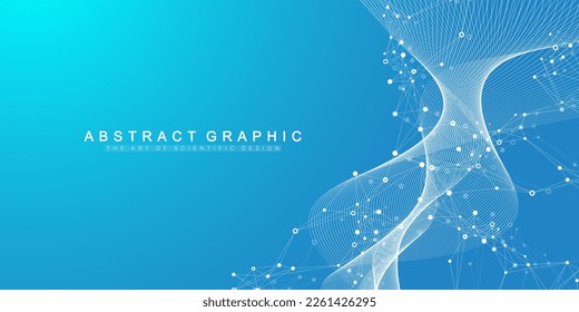 Scientific vector illustration genetic engineering, DNA helix, DNA strand, molecule or atom, neurons. Genomic sequences visualization. Abstract structure for Science or medical background