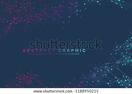 Scientific vector illustration genetic engineering and gene manipulation concept. DNA helix, DNA strand, molecule or atom, neurons. Abstract structure for Science or medical background. Wave flow.