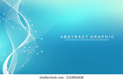 Scientific vector illustration with molecules or atom. Abstract structure for Science or medical background.