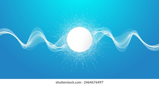 Scientific vector illustration quantum computer technology. Plexus fiction effect. Deep learning artificial intelligence. Big data algorithms visualization. Quantum explosion background