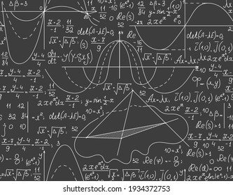 Scientific vector seamless pattern with math equations, calculations and formulas. You can use any color of background