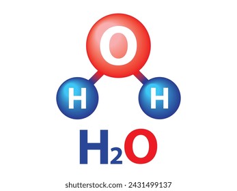 scientific of a water molecule, features two hydrogen atoms bonded to a central oxygen atom, arranged in a distinctive angular shape known as a bent or V-shaped molecule.  svg
