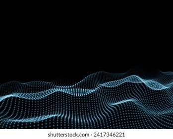 Antecedentes científicos de olas. Fondo de puntos digitales. Patrón abstracto. Textura de superficie. Ilustración del vector