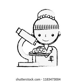 scientific woman character microscope virus study