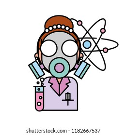 scientific woman wearing mask protection molecule chemistry laboratory