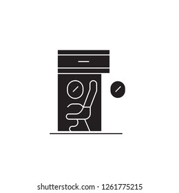 Scientific workplace  black vector concept icon. Scientific workplace  flat illustration, sign