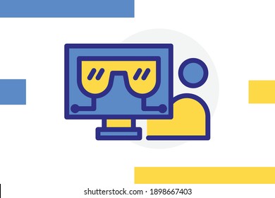 Scientist advertisement icon filled line color in flat design marketing, promotion and business elements