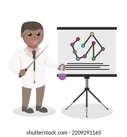 scientist african presentation his research design character on white background