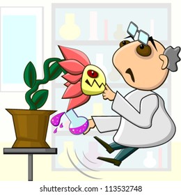 Scientist and aggressive mutant plant