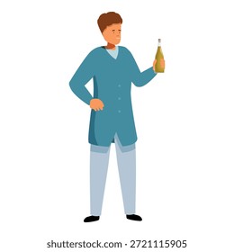 Científico analizando una botella de líquido en un laboratorio, realizando investigación y desarrollo para avances científicos
