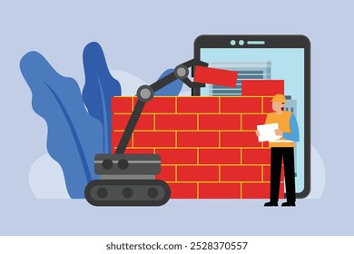 Scientist Analyzing DNA Strand in Genetic Research 2d flat vector illustration