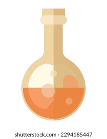 Scientist analyzing liquid in laboratory flask illustration isolated