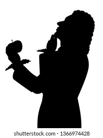 The scientist with an apple silhouette vector