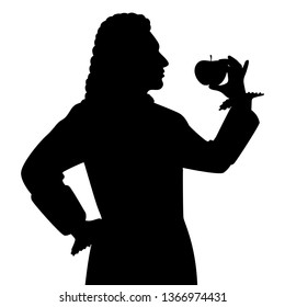 The scientist with an apple silhouette vector