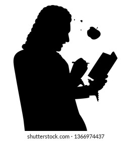 The scientist with an apple silhouette vector
