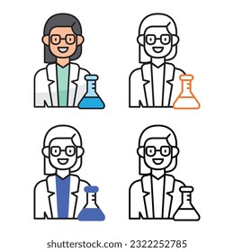 Scientist avatar icon design in four variation color