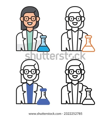 Scientist avatar icon design in four variation color