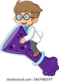a scientist boy cartoon character of illustration