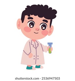 scientist boy with flask lab isolated