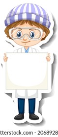 Wissenschaftlicher Junge, der leere Pappkartographie hält
