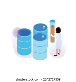 Scientist carrying out drink water purification test 3d isometric icon vector illustration
