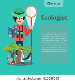 Scientist cartoon character illustration design flat vector 