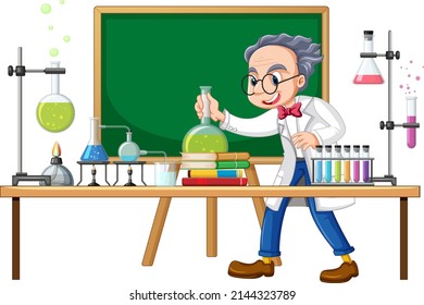 Scientist Cartoon Character Science Lab Objects Stock Vector (Royalty ...