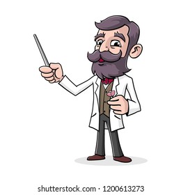 Scientist cartoon mascot illustration character vector clip art hand drawn