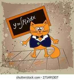 Scientist cat with a pointer