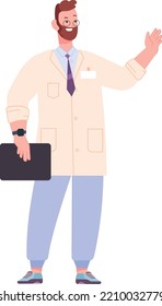 Carácter científico. Hombre de edad media con capa de laboratorio aislado en fondo blanco