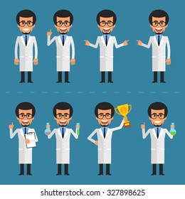 Scientist character in various poses