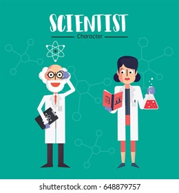 Scientist character vector illustration set