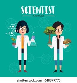 Scientist character vector illustration set
