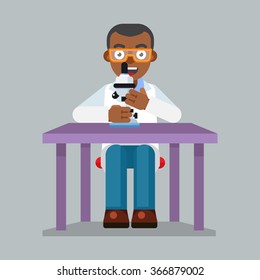  scientist character wearing glasses and lab coat 
