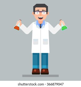  scientist character wearing glasses and lab coat
