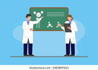 Scientist concept. Colored flat vector illustration isolated.	