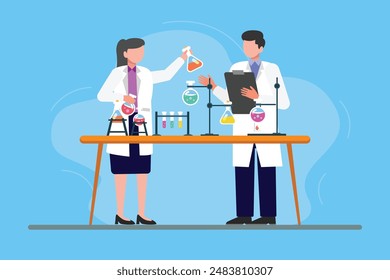 Scientist concept. Colored flat vector illustration isolated.	