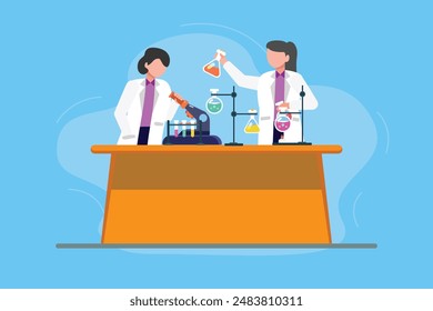 Scientist concept. Colored flat vector illustration isolated.	