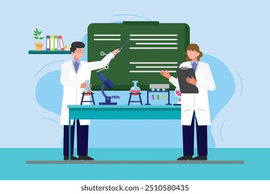 Scientist concept. Colored flat vector illustration isolated.