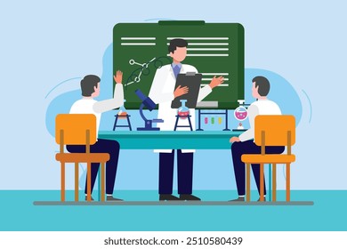 Scientist concept. Colored flat vector illustration isolated.