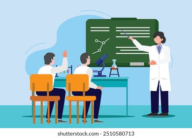  Scientist concept. Colored flat vector illustration isolated.