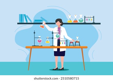  Scientist concept. Colored flat vector illustration isolated.