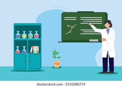  Scientist concept. Colored flat vector illustration isolated.
