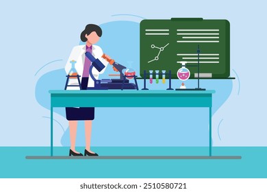  Scientist concept. Colored flat vector illustration isolated.
