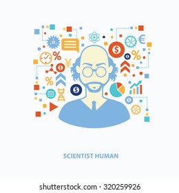 Scientist concept design on white background,clean vector