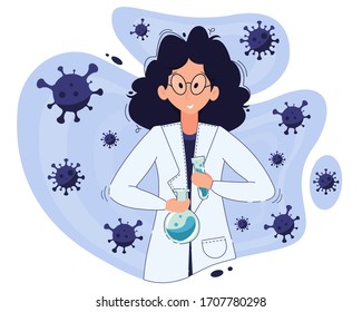 Scientist concept. Examination and analysis of various pathogens. Concept of creating vaccine in a laboratory. 
