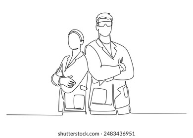 Scientist concept. Single line draw design vector graphic illustration.