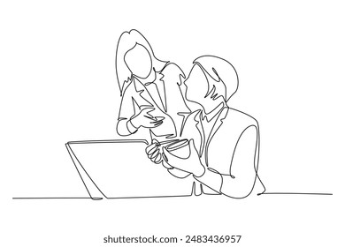 Scientist concept. Single line draw design vector graphic illustration.